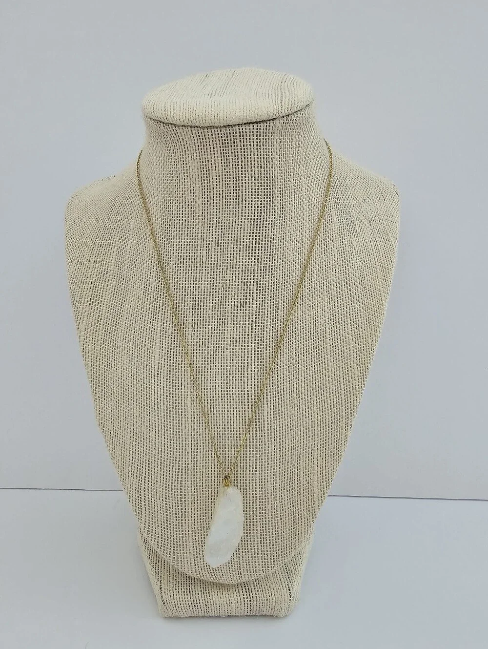 Raw White Moonstone Pendant Necklace – 30-35ct Rough Stone – Adjustable 18-20”